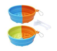 TOWARDSNAN Cuenco plegable de silicona para mascotas, para viajes al aire libre, comida para perros, agua, 2 unidades, portátil, con gancho, para gatos, vajilla de silicona segura