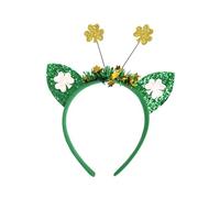 TOWARDSNAN Diadema temática de festival para todas las edades con lentejuelas brillantes, diadema de trébol para celebración del Día Nacional irlandés