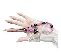 TOWARDSNAN Elegante llavero de cuentas hecho a mano con colgante de cadena para teléfono celular, correa de moda para teléfono celular, cordón de joyería para teléfono