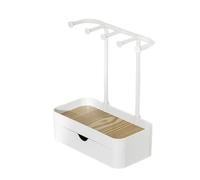 TOWARDSNAN Elegante soporte de exhibición de collares, versátil soporte de almacenamiento de joyas con cajón y gancho para collares, pulseras, soporte de joyería que ahorra espacio