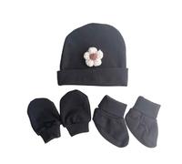 TOWARDSNAN Essential - Juego de gorro y manoplas para bebé con guantes y calcetines que no rayan, patrón de oso imprescindible para bebés de 0 a 3 meses, Negro, Coffee beige bear