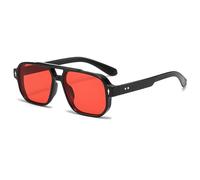 TOWARDSNAN Gafas de sol, doble viga para niñas, con marco rectangular, para adolescentes, hiphops, tendencia, discoteca, fiesta, para adultos y adolescentes, Red, Refer to the size chart