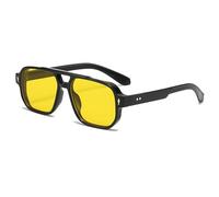 TOWARDSNAN Gafas de sol, doble viga para niñas, con marco rectangular, para adolescentes, hiphops, tendencia, discoteca, fiesta, para adultos y adolescentes, Amarillo, Refer to the size chart
