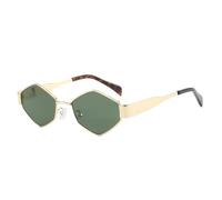 TOWARDSNAN Gafas de sol, gafas de sol, montura retro de moda, sin para geeks, hipsters, hombres, mujeres, adultos, accesorios de Halloween, Marco dorado con relleno verde, Reference images