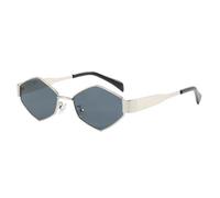 TOWARDSNAN Gafas de sol, gafas de sol, montura retro de moda, sin para geeks, hipsters, hombres, mujeres, adultos, accesorios de Halloween, Marco plateado gris, Reference images