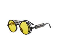 TOWARDSNAN Gafas de sol, lentes de color redondo vintage punk para hombres y mujeres, marco retro polarizado, Marco negro., Reference images