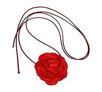 TOWARDSNAN Gargantilla de tela simple con diseño de flores y lazo largo, para el cuello, cadena de clavícula, gargantilla de tela para fiestas, As shown in the figure, tela