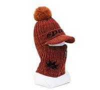 TOWARDSNAN Gorro de punto de invierno 3 en 1, gorro de esquí, polaina para el cuello, cubierta completa, gorros de punto para mujer, forro polar único, Color café, Talla única