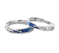 TOWARDSNAN Juego de 2 anillos ajustables para parejas, diseño de estrella meteorológica azul marino a juego para él y ella para uso diario, As shown, Cobre