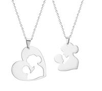 TOWARDSNAN Juego de 2 collares en forma de corazón con colgante de amor para mamá y bebé, gargantilla ajustable para familia y pareja, As shown in the figure, Acero inoxidable