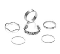 TOWARDSNAN Juego de 6 anillos apilables huecos vintage para mujer, chapados en oro y plata, ajuste cómodo, Dimensions as shown, Metal