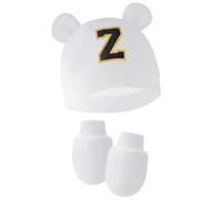 TOWARDSNAN Juego de gorro y manoplas para bebé que no rayan, diseño de algodón suave, gorro y manoplas para recién nacido, para pieles sensibles, gorro de bebé de 0 a 2 meses, Letra Z, Talla única