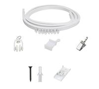 TOWARDSNAN Juego de rieles multiusos para cortinas de techo de 5 metros para sala de estar, dormitorio y ventana de bahía con rodillos, juego de rieles de cortina flexibles