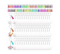 TOWARDSNAN Llaveros, 60 piezas, kits de fabricación de cadenas, juego de llaveros con borlas, colgante redondo de acrílico, llavero personalizado, suministros de proyectos