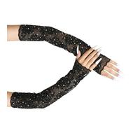 TOWARDSNAN Mangas de encaje negras para brazos, elásticas, de poliéster, para actividades al aire libre, guantes sin dedos, accesorios elásticos de nailon para mujer, Negro, Talla única