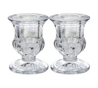 TOWARDSNAN Par de soportes de cristal transparente, candelabro cónico para decoración de boda y fiesta de ocasión, juego de 2 piezas