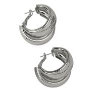 TOWARDSNAN Pendientes, aretes de círculos exagerados vintage, aretes colgantes anchos de doble aro para mujeres y niñas, As shown, Metal