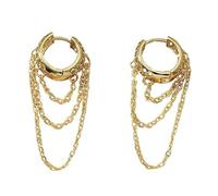 TOWARDSNAN Pendientes contemporáneos con borlas con cadena, anillos circulares, hebillas para las orejas, elegantes aros para mujeres y niñas, See dimensional drawing, Metal