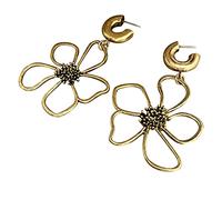 TOWARDSNAN Pendientes de gota hechos a mano, diseño simple, color dorado, diseño de flor hueca, joyería para mujeres y niñas, As shown in the figure, Metal