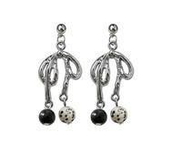 TOWARDSNAN Pendientes de lazo chino con cuentas redondas, moda coreana, aretes largos con lazo hueco, joyería para orejas, As shown, Metal