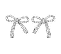 TOWARDSNAN Pendientes de lazo para mujer, aretes de lazo de cristal de moda, aretes de temperamento, aretes de piercing de boda y fiesta, As shown, Metal