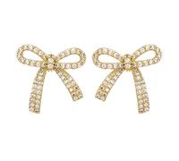 TOWARDSNAN Pendientes de lazo para mujer, aretes de lazo de cristal de moda, aretes de temperamento, aretes de piercing de boda y fiesta, As shown, Metal