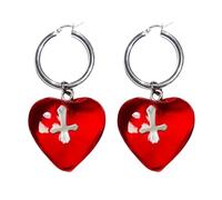 TOWARDSNAN Pendientes únicos de cristal con forma de calavera y corazón, elegantes y modernos, adornos, para creadores de tendencias, As shown, Metal
