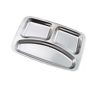 TOWARDSNAN Plato ligero de acero inoxidable 304, rectangular, dividido, apto para comidas y aperitivos, plato de control de porciones