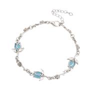 TOWARDSNAN Pulsera elegante con dije de flor de aleación con cristales para ocasiones especiales, Chain length about 24CM