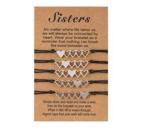 TOWARDSNAN Pulsera extensible para hermana del alma, pulsera de eslabones de corazón tejido negro para mujeres, adultos, niñas, amistad, amor Gi, Bracelet length is about 18-30cm, adjustable
