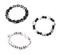 TOWARDSNAN Pulseras de estilo punk, pulsera elástica de calavera para hombre y mujer, cadena de perlas de resina, joyería de moda para Halloween, fiesta, As shown