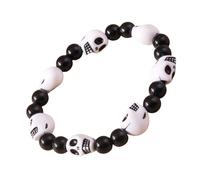 TOWARDSNAN Pulseras, estilo punk, pulsera elástica de calavera para hombres y mujeres, cadena de resina con cuentas, joyería de moda para fiesta de Halloween, As shown