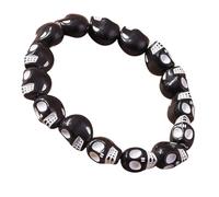 TOWARDSNAN Pulseras, estilo punk, pulsera elástica de calavera para hombres y mujeres, cadena de resina con cuentas, joyería de moda para fiesta de Halloween, As shown