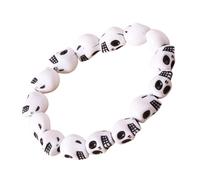 TOWARDSNAN Pulseras, estilo punk, pulsera elástica de calavera para hombres y mujeres, cadena de resina con cuentas, joyería de moda para fiesta de Halloween, As shown