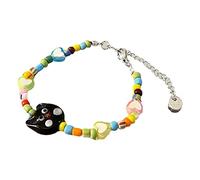 TOWARDSNAN Pulseras, extraño dibujo animado gato color amor cuentas pulsera niño gato blanco y negro divertido pulsera animal joyería, As shown