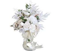 TOWARDSNAN Ramos de novia blancos con cinta, para damas de honor, aniversarios, bodas, accesorios de fotografía, mejora la inteligencia