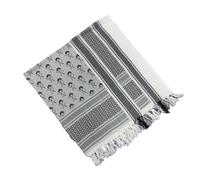 TOWARDSNAN Shemagh Bufandas Keffiyeh Bufanda cuadrada en blanco y negro, pañuelo para la cabeza árabe, multifuncional, pañuelo con borlas, multiuso, Ghos en blanco y negro, Talla única