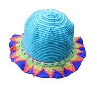 TOWARDSNAN Sombrero de pescador de ganchillo para niña, elegante, de punto, con flores, resistente al sol, para mujer, para pesca de primavera, hecho a mano, Girasol azul rey, Talla única