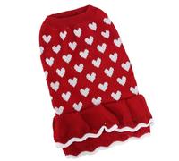TOWARDSNAN Suéter para mascotas para el día de San Valentín, para perros pequeños, gatos, diseño de corazón, vestido de punto, cuello alto, suéter de punto para gatos y perros