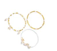 TOWARDSNAN Tobillera inspirada en la costa para mujer, diseño de conchas marinas, estrellas de mar, decoración de cuentas, ligera, ajustable, joyería para pies, múltiples hebras, conchas marinas para