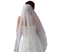 TOWARDSNAN Velos de novia transpirables de una sola capa con adornos de diamantes de imitación y peine para el pelo para ceremonia de boda, fotografía, tocado, velos de boda de una sola capa con