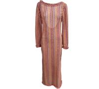 TOWARDSNAN Vestido de playa de punto hueco, manga larga, salida de baño, sin espalda, crochet, longitud completa, cuello en V, vestido largo de punto dividido