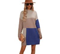 TOWARDSNAN Vestidos tipo suéter para mujer, estilo casual, de manga larga, cuello redondo, holgados, de gran tamaño, vestidos tipo suéter de manga larga para mujer, Tarjeta de albaricoque, L