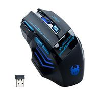 TOWEAR Ratón inalámbrico para juegos de 2400 DPI/9 botones/luz LED/2.4 GHz USB ratón óptico inalámbrico para ordenador portátil/escritorio/PC/tabletas