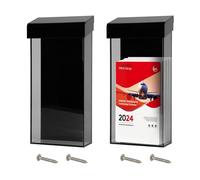 TOWEBOORY 2 Piezas Porta-Folletos para Exterior, Caja para Exteriores Portafolletos Caja Portafolletos con Tapa Resistente a la Intemperie Soporte para Folletos de Acrílico Transparente (Negro)