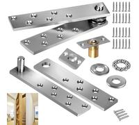 TOWEBOORY Bisagra de puerta oculta, bisagras pivotantes de acero inoxidable, resistentes, rotación de 360°, hasta 136 kg, plata