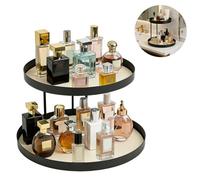 TOWEBOORY Organizador de Maquillaje 2 Niveles, Organizador de Perfumes de Metal Estante de Almacenamiento para Encimera Organizadorde Especias, para Dormitorio, Baño, Cocina (Redonda)