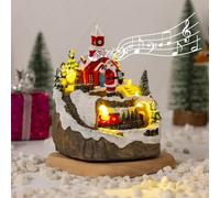 TOWEBOORY Pueblo de Navidad con Iluminación, Pueblo navideño LED con Música 8 Villancicos Navideños Clásicos Casa navideña Decorativa para Fiestas de Navidad y Gecoración del Hogar (A)