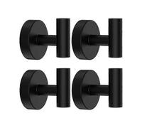 Towel hooks, 4-pack black clothes hooks wall mounted, bathroom door hook for wall, black hooks for towels, bathroom hook