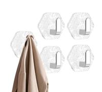 Towel Hooks, Adhesive Shower Hooks, No-Drill Vestido Racks, Easy-To-Install, Strong Hold, 5-Pack for Bathroom, Rv, Apartment, Dorm, Poolside, 6,4 x 5,8 cm Gold Silver